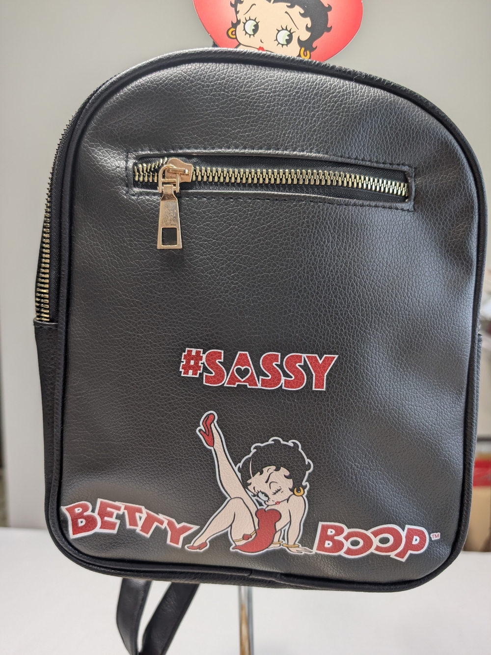 Betty Boop Black Mini Backpack with Red Accents - Picture 2 of 6